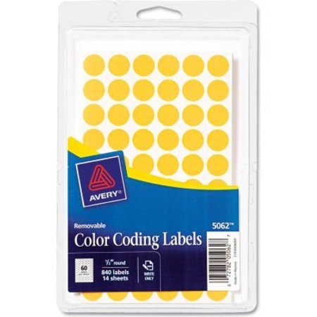 AVERY Avery¬Æ Removable Self-Adhesive Color-Coding Labels, 1/2" Dia, Neon Orange, 840/Pack 5062